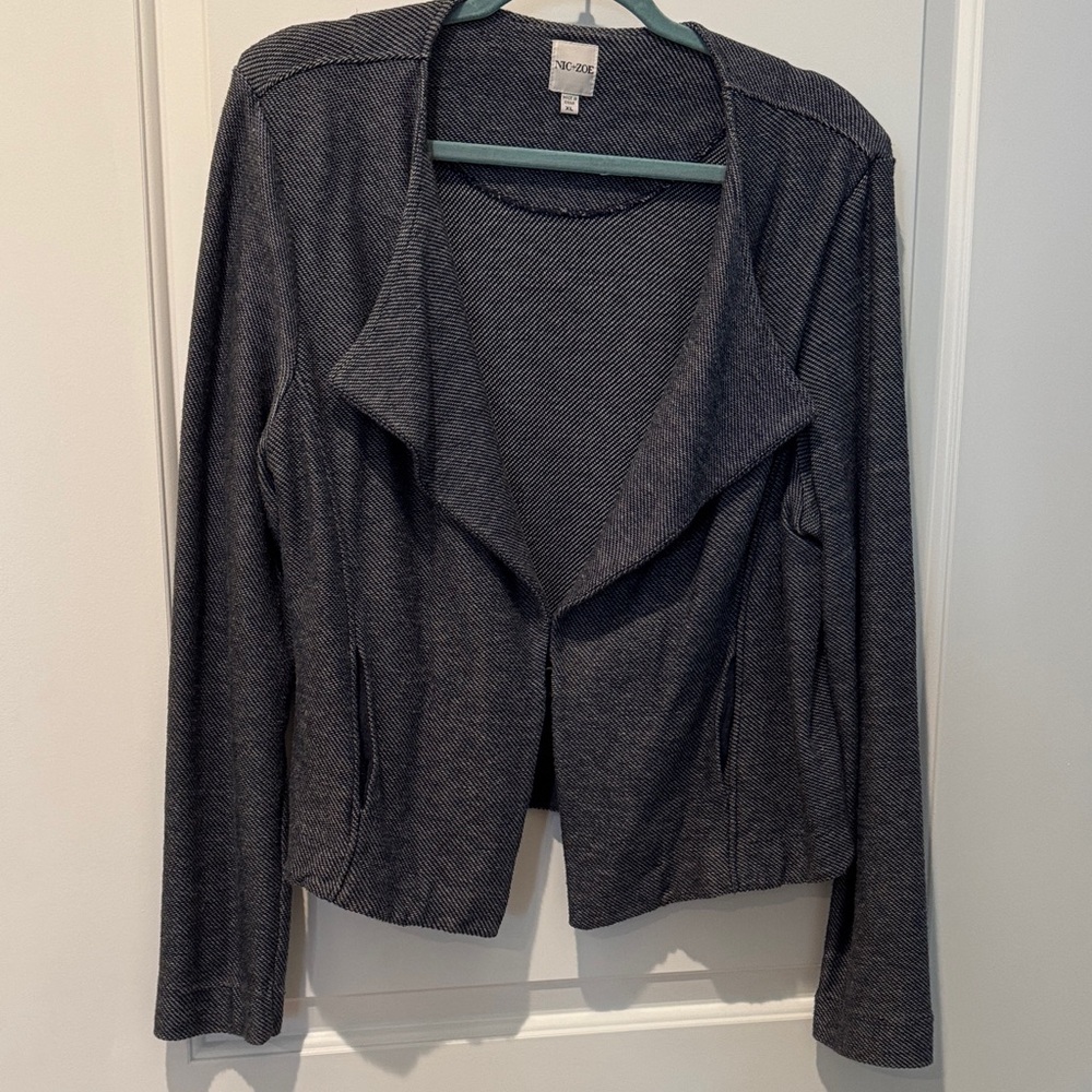 NIC+ZOE Charcoal Navy Textured Open-Front Jacket